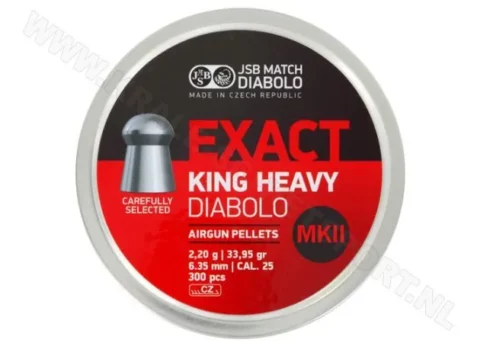 JSB Exact King Heavy MKII diabolo lövedék – 6,35 mm, 33,95 grain, 300 db