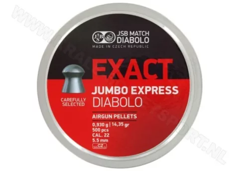 JSB Exact Jumbo Express diabolo lövedék – 5,52 mm, 14,35 grain, 500 db