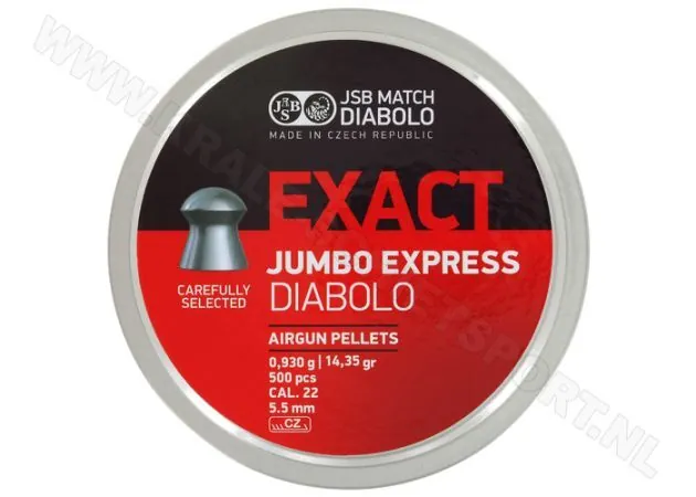 JSB Exact Jumbo Express diabolo lövedék – 5,52 mm, 14,35 grain, 500 db
