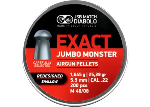 JSB Exact Jumbo Monster Redesigned SHALLOW diabolo lövedék – 5,52 mm, 25,39 grain, 200 db