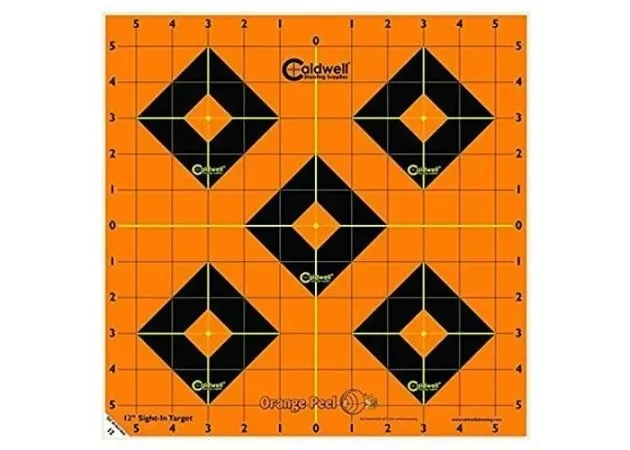 Caldwell Orange Peel Bullseye öntapadó lőlap – 12,7 × 12,7 cm, 25 ív